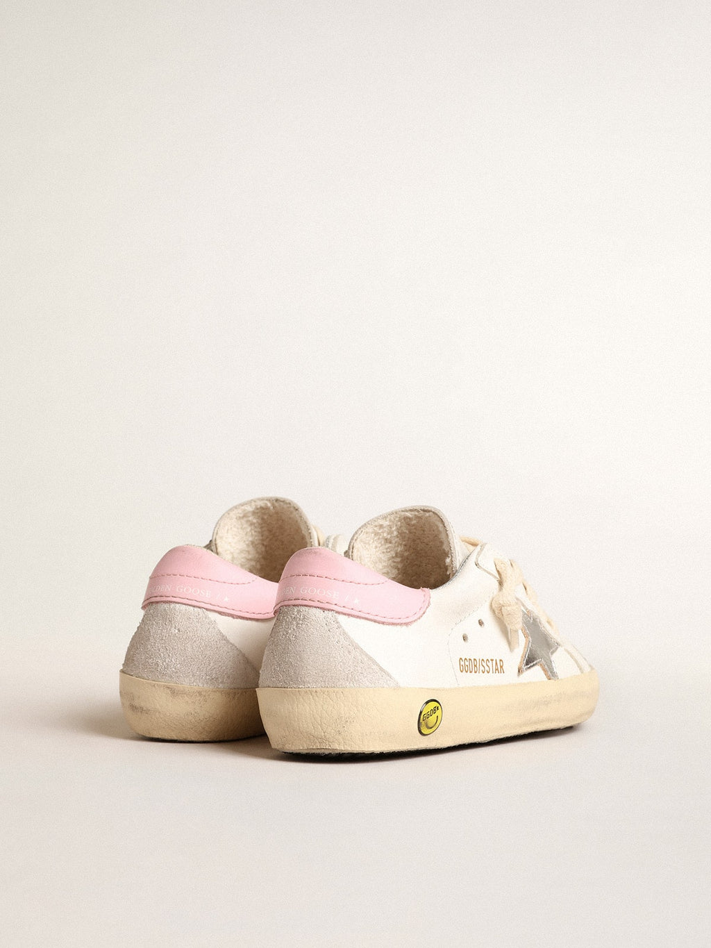 Super-Star Young with silver leather star and pink heel tab| Golden Goose