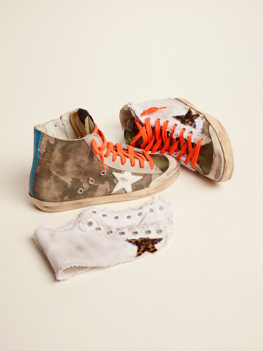 Women's Francy LAB sneakers with camouflage print and superimposed canvas| Golden Goose