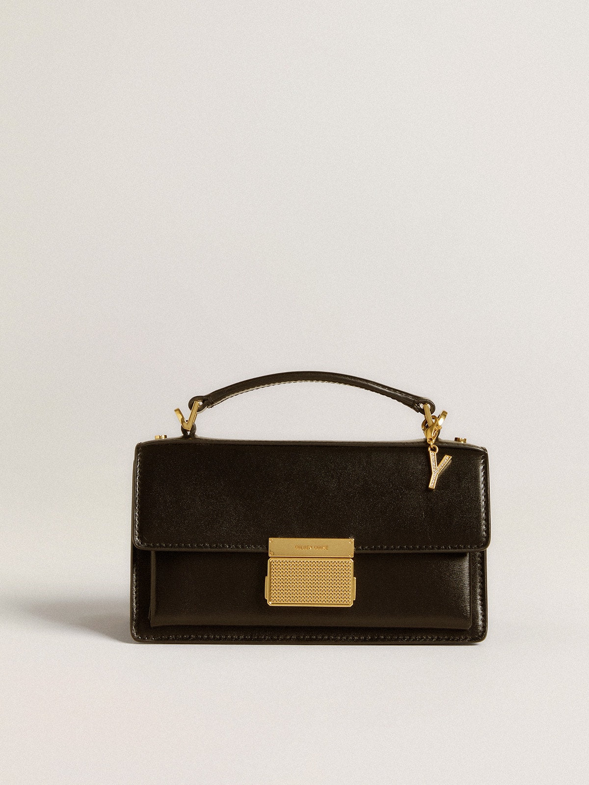 Letter Y charm in gold-colored brass with crystals| Golden Goose