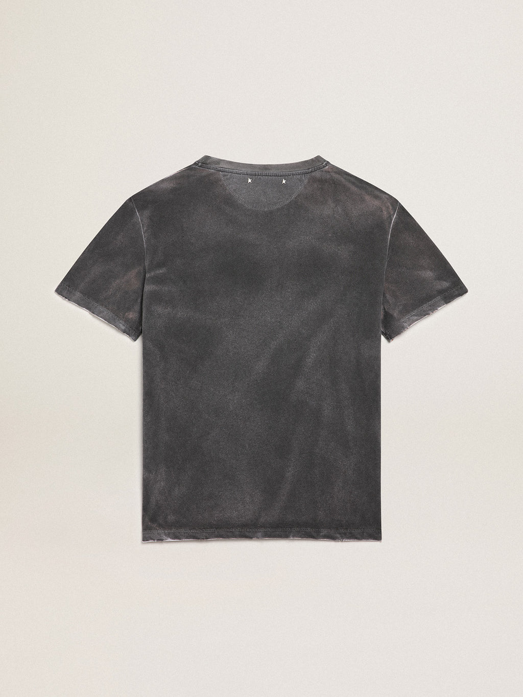 Women's gray T-shirt with print on the front| Golden Goose