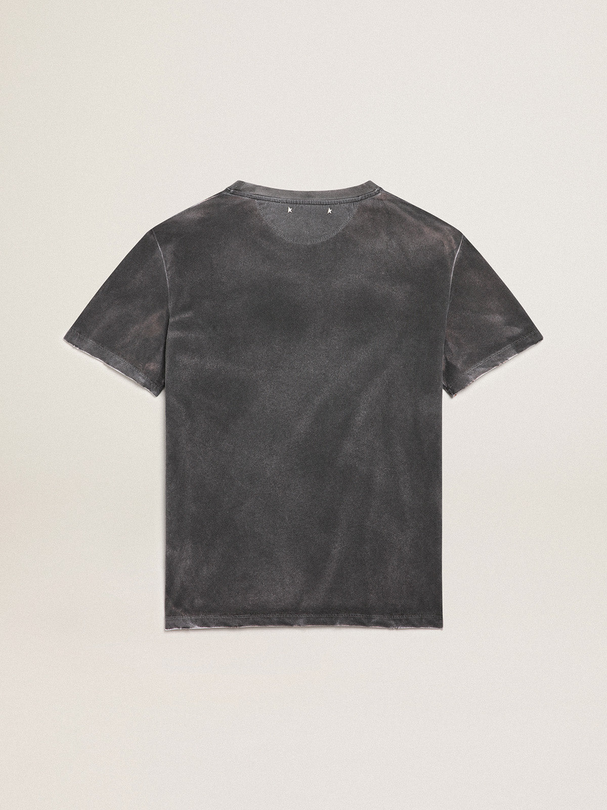 Women's gray T-shirt with print on the front| Golden Goose