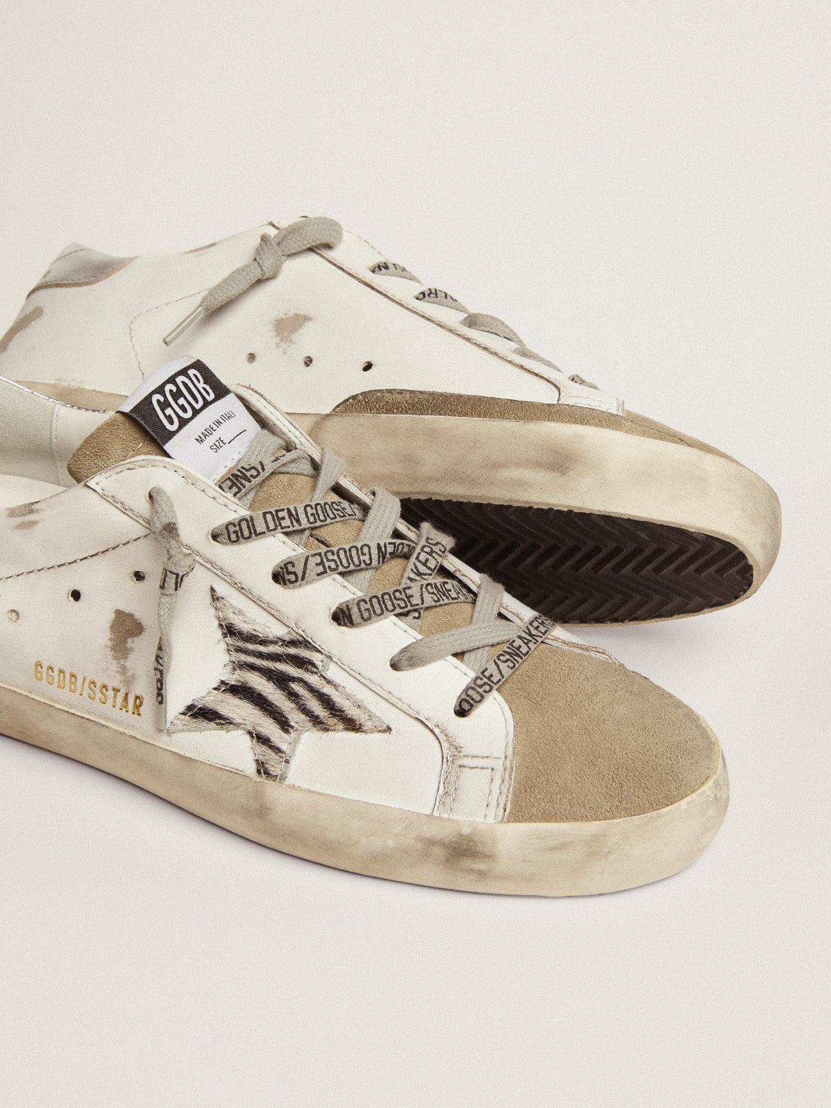 Women's Super-Star with zebra print pony skin star| Golden Goose