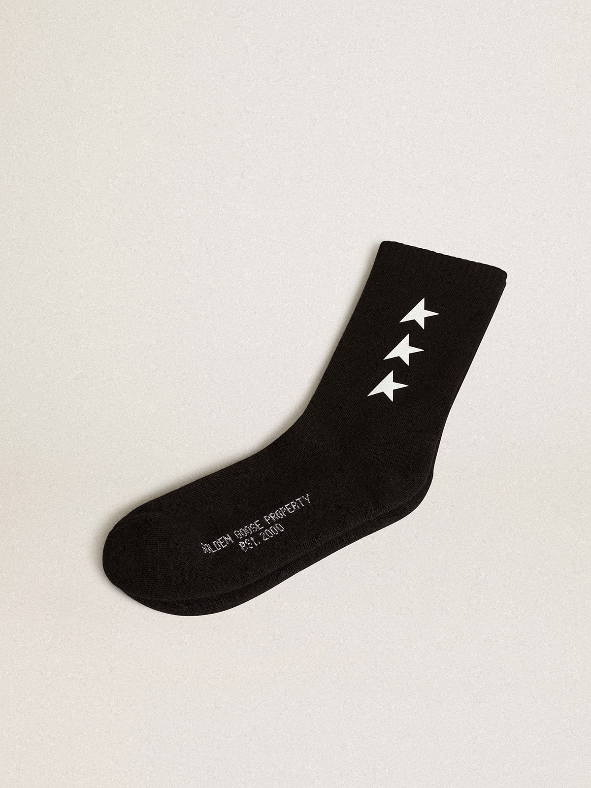 Black socks with contrasting white stars| Golden Goose