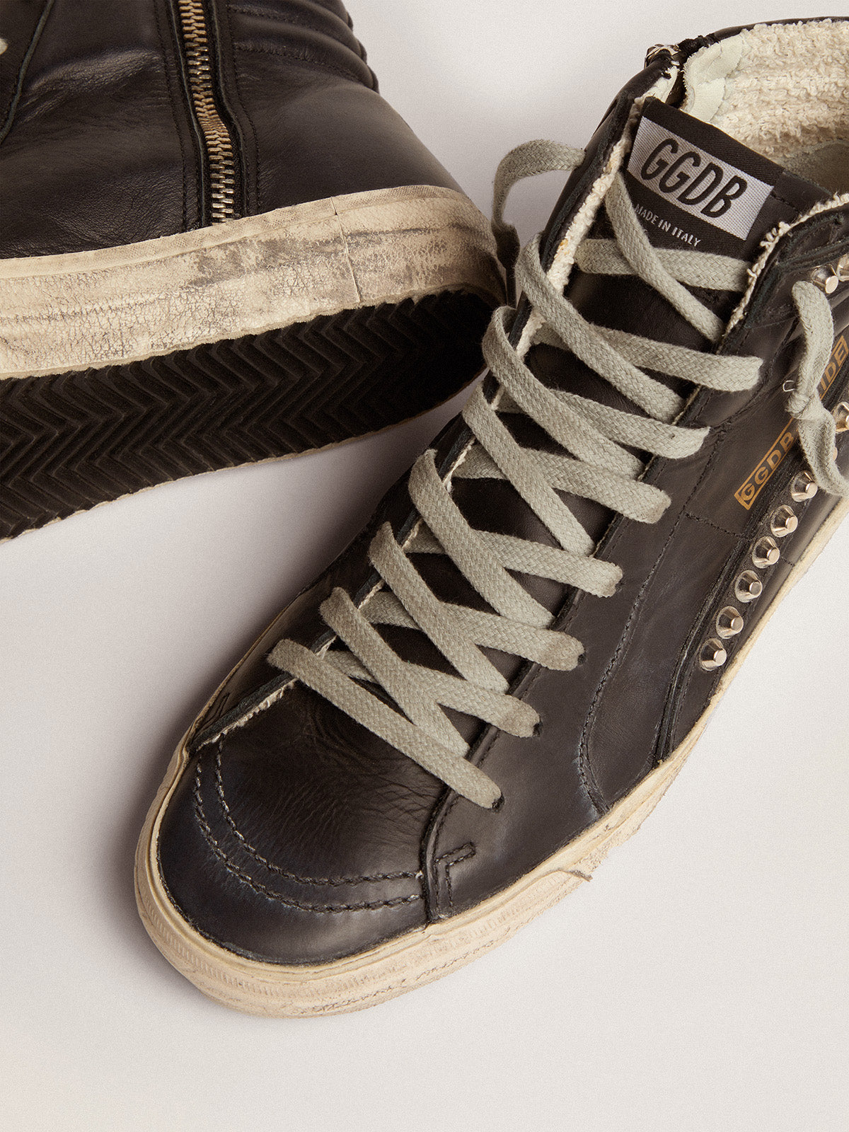 Women's Slide high-top sneakers with studs| Golden Goose