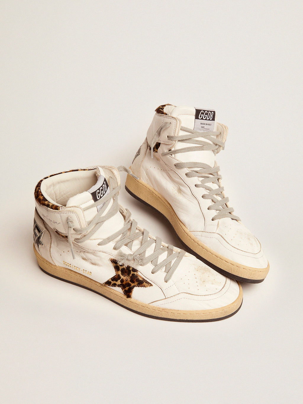 Women's Sky-Star high-top sneakers in leopard-print pony skin| Golden Goose