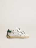 Old School Young with metallic leather star and green heel tab| Golden Goose