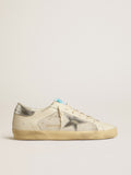 Super-Star in white leather and suede with silver and gold leather star| Golden Goose