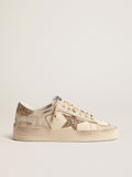 Women's Stardan in ecru nappa leather with gold glitter star and heel tab| Golden Goose