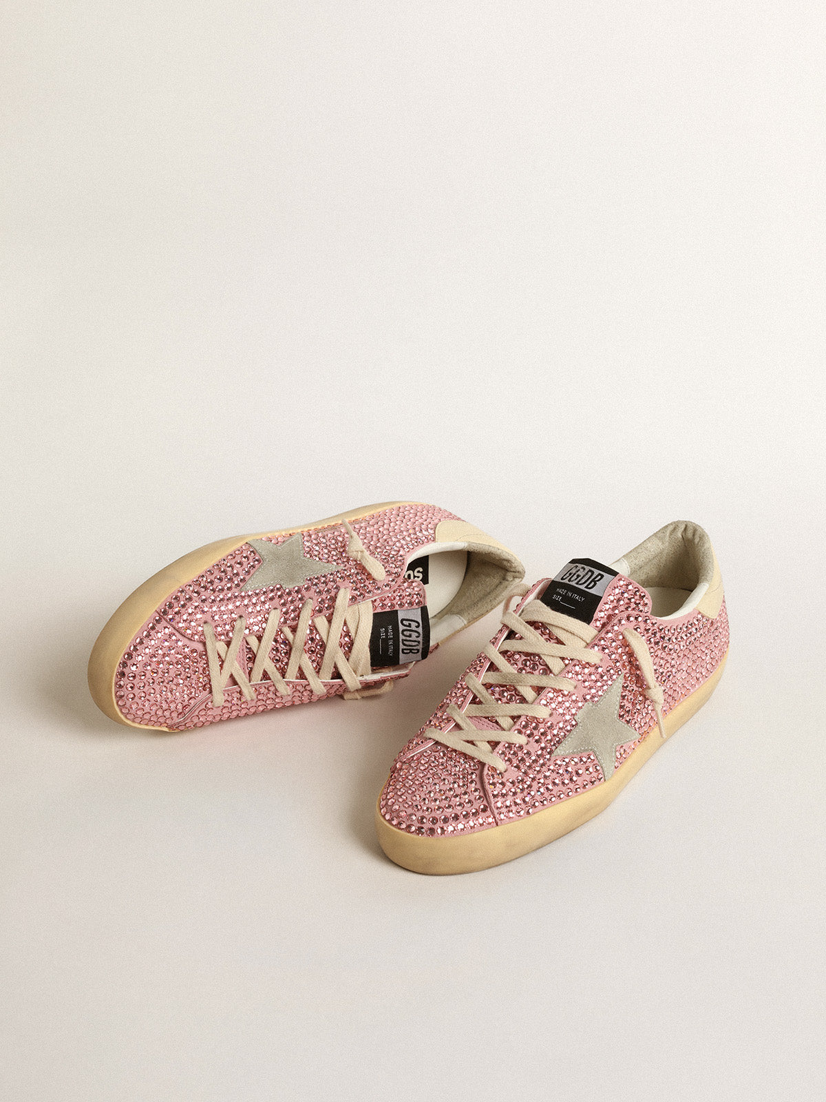 Super-Star LTD with suede star and pink Swarovski crystals| Golden Goose