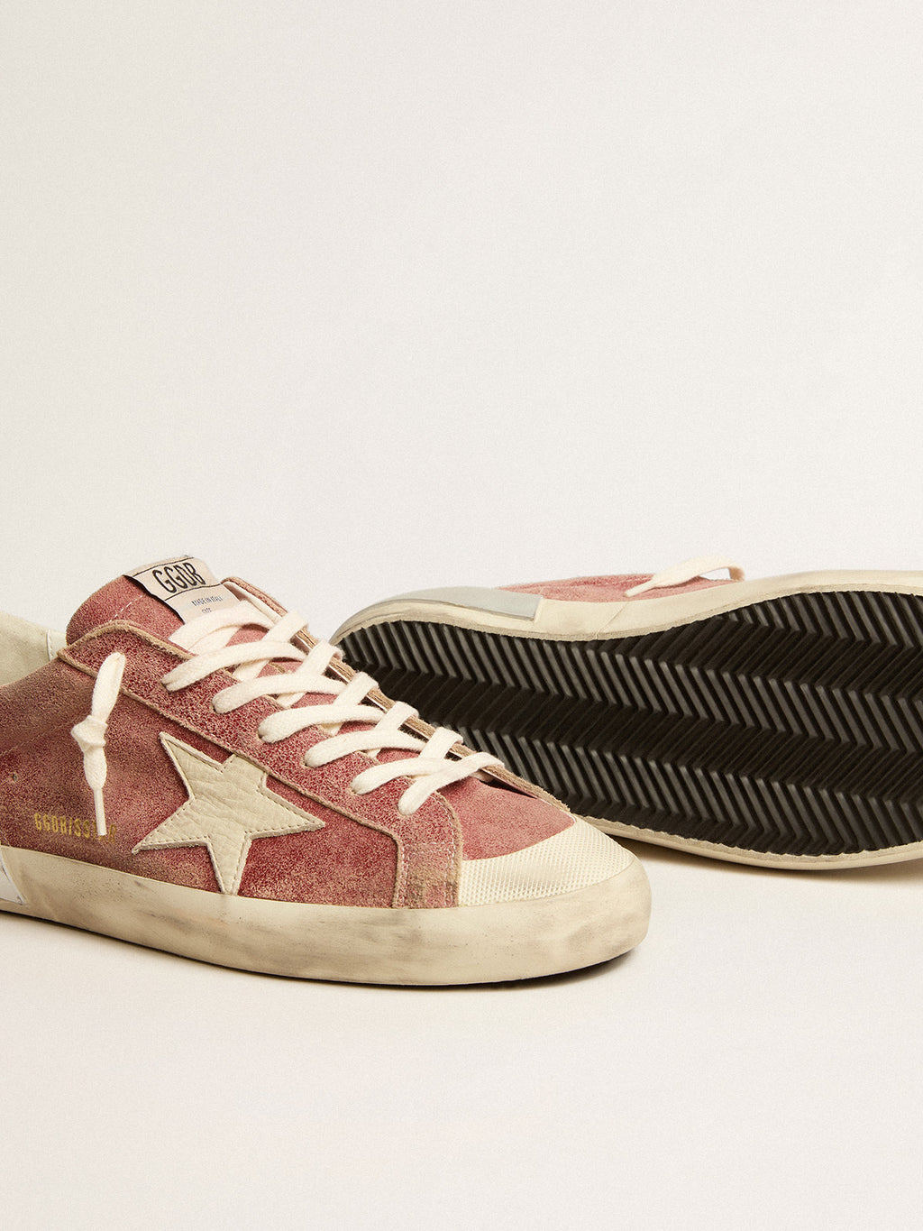 Super-Star in red leather with cream nubuck star and heel tab| Golden Goose