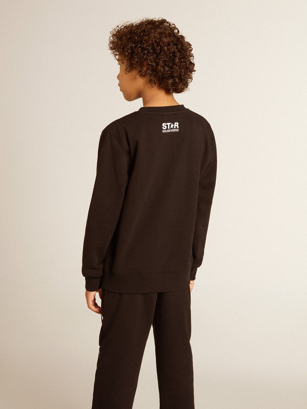 Boys' black sweatshirt with white maxi star on the front| Golden Goose