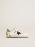Young Super-Star in leather with glitter star and heel tab| Golden Goose