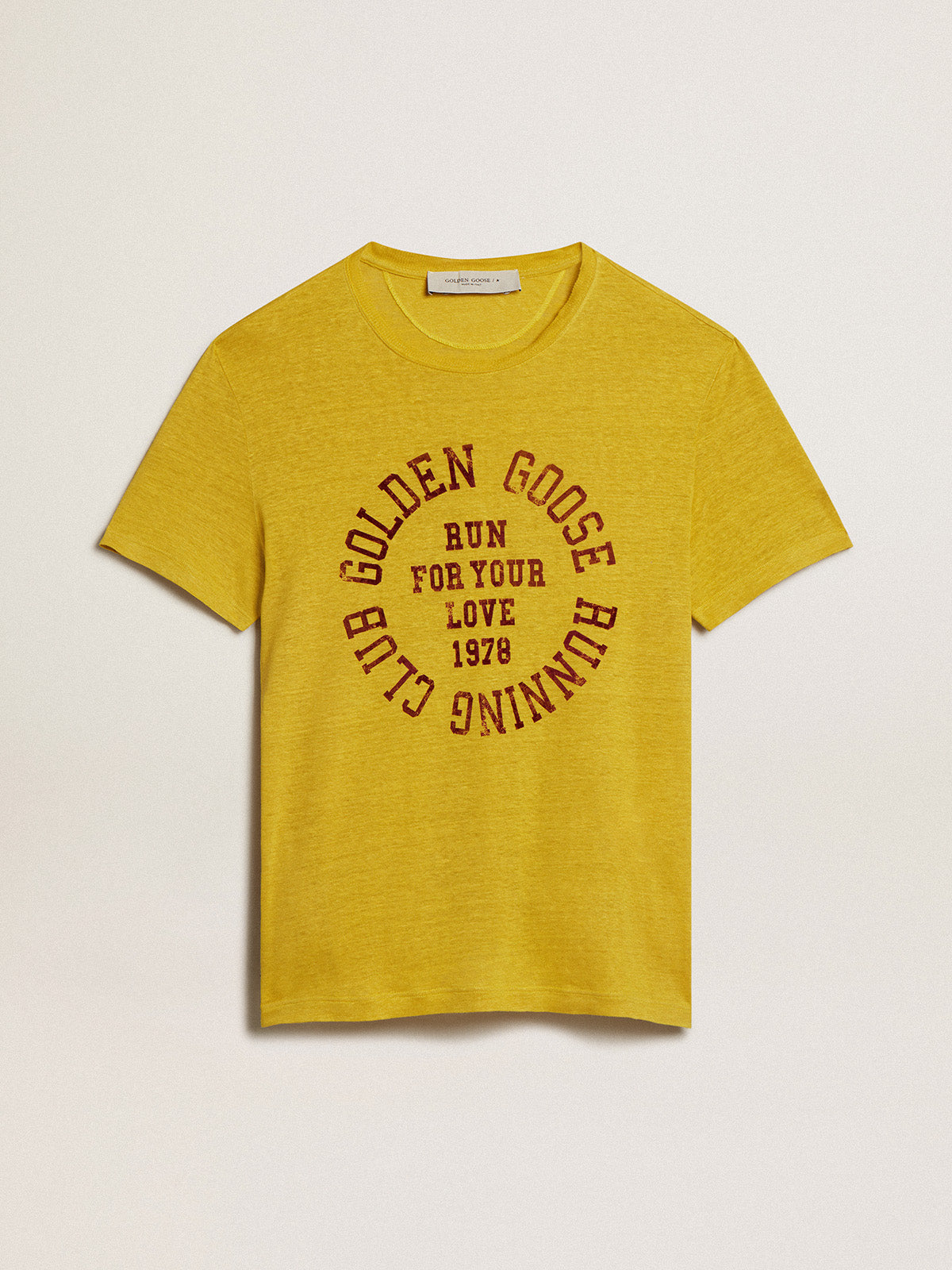 Men's T-shirt in maize-yellow linen| Golden Goose