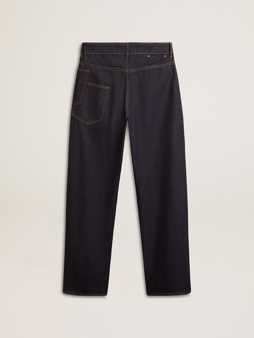 Men's dark blue wide-leg jeans in one-wash denim