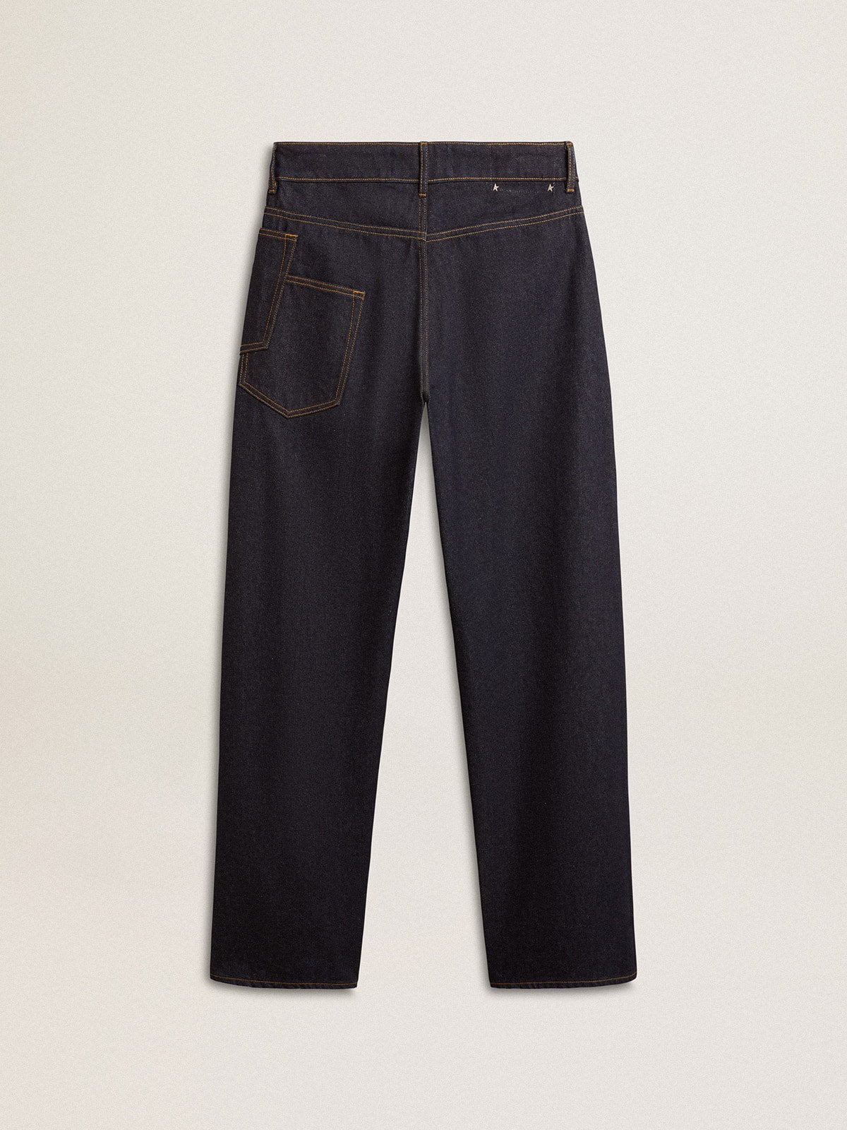 Men's dark blue wide-leg jeans in one-wash denim