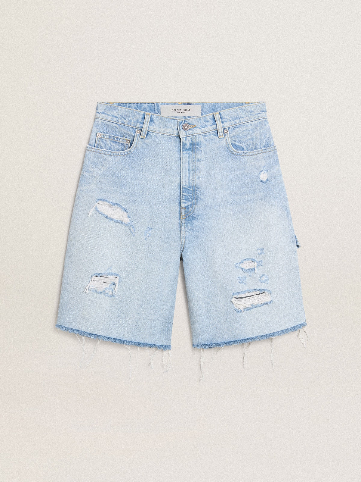 Women's Bermuda shorts in lived-in effect denim| Golden Goose
