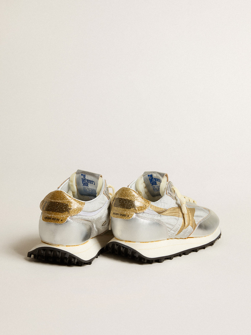 Women's Marathon with silver ripstop nylon upper and gold star| Golden Goose