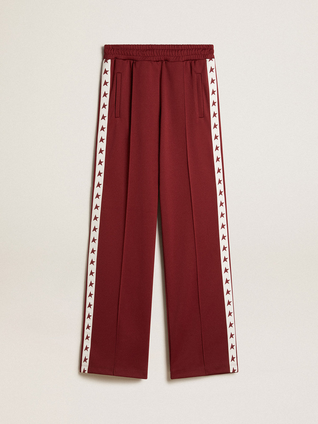 Women's burgundy joggers with stars on the sides| Golden Goose