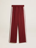 Women's burgundy joggers with stars on the sides| Golden Goose