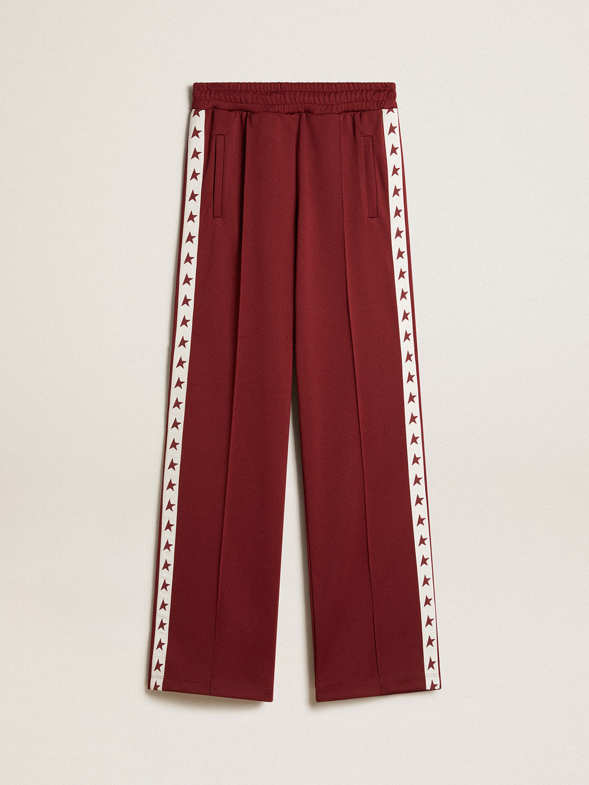 Women's burgundy joggers with stars on the sides| Golden Goose
