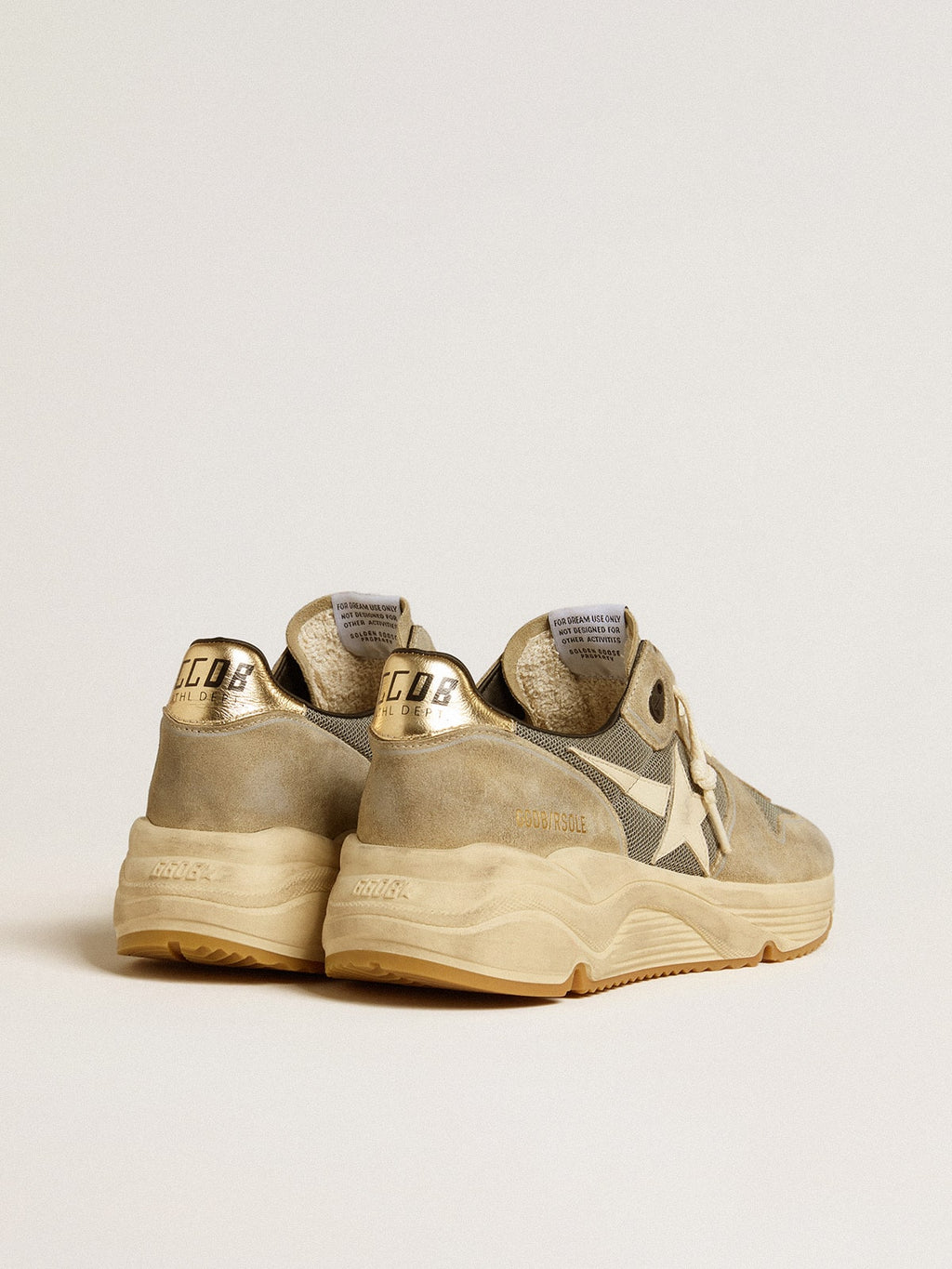 Running Sole in gray suede with white star and white heel tab| Golden Goose