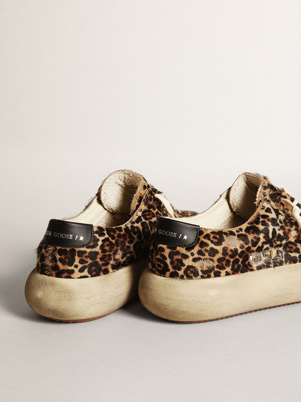 Men's Space-Star in leopard print pony skin with black star and heel| Golden Goose