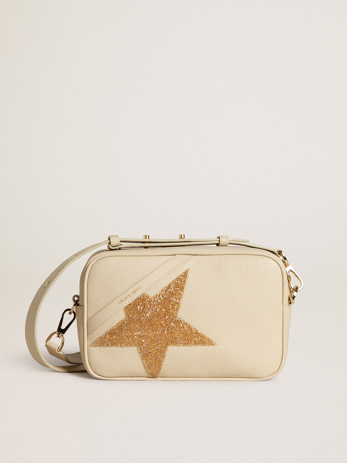 Star Bag in butter-colored hammered leather with Swarovski crystal star| Golden Goose