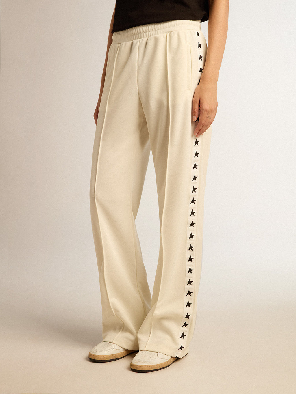 Women's white joggers with stars on the sides| Golden Goose