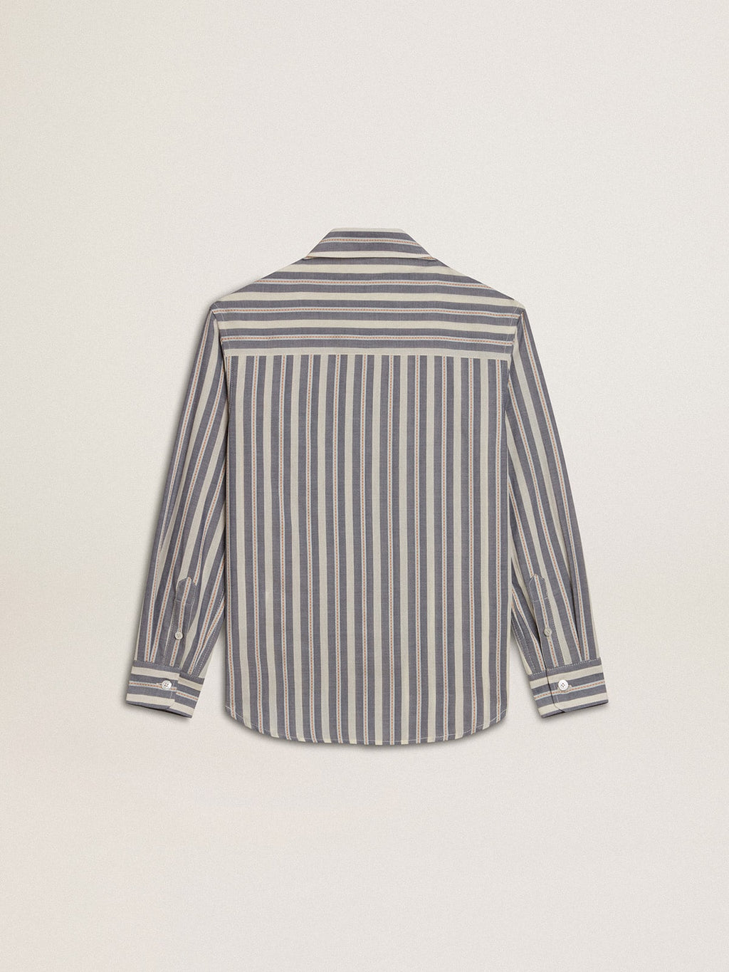 Boys' striped shirt with Golden Dreamers detail on the pocket| Golden Goose