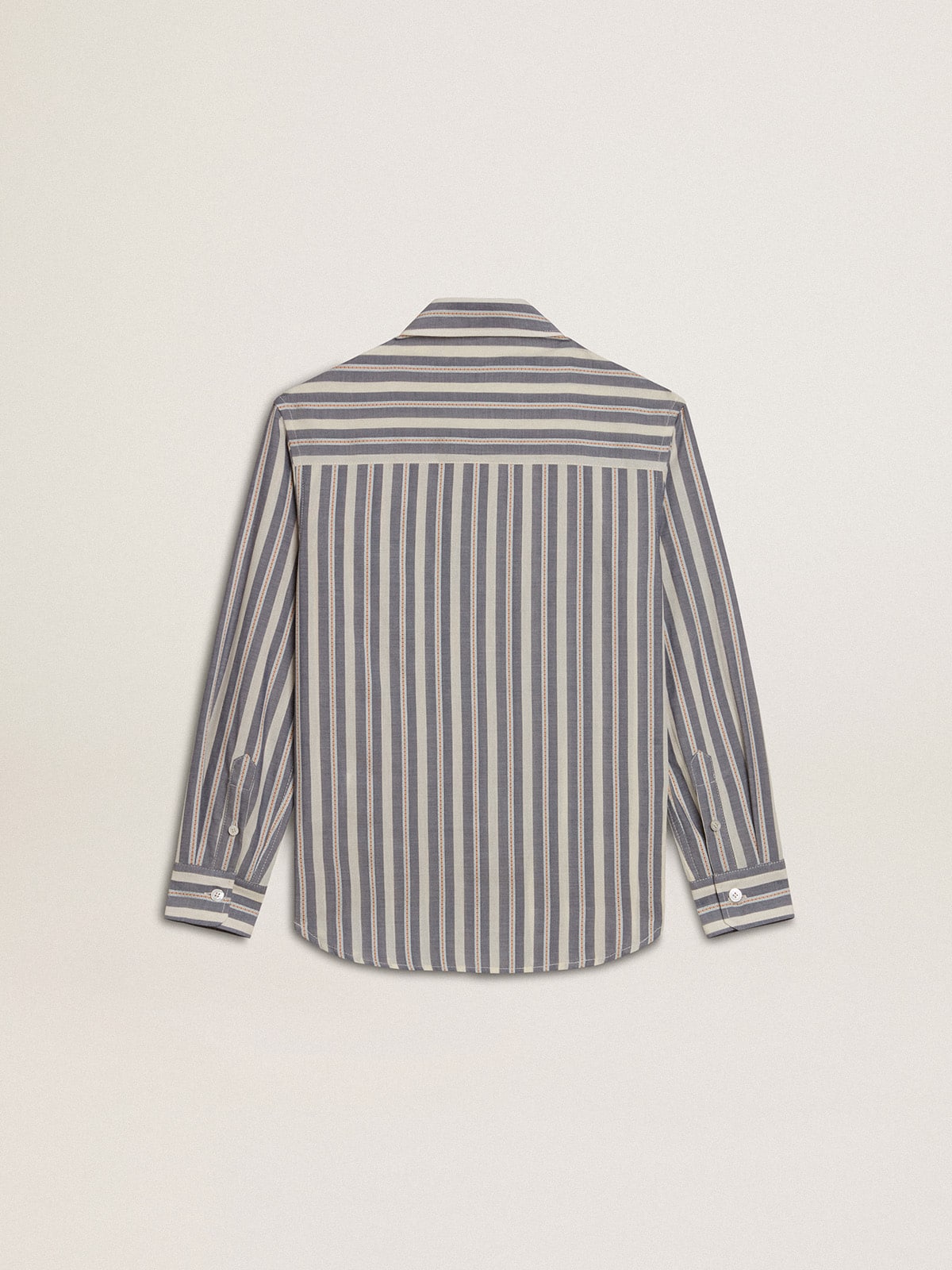 Boys' striped shirt with Golden Dreamers detail on the pocket| Golden Goose