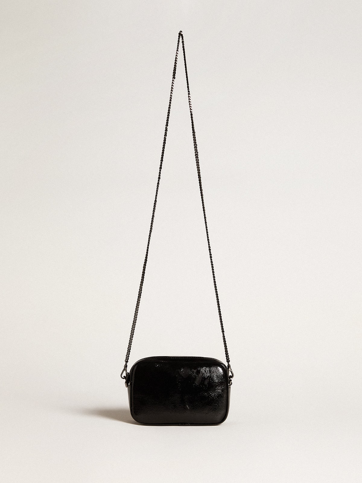 Mini Star Bag in black leather with Swarovski crystal star| Golden Goose