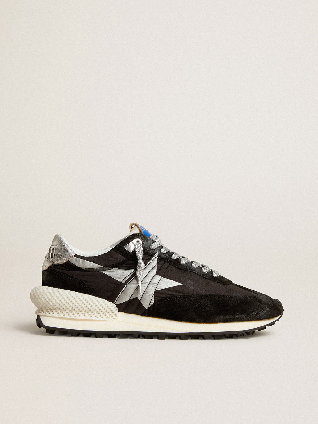 Women's Marathon with black ripstop nylon upper and silver star| Golden Goose