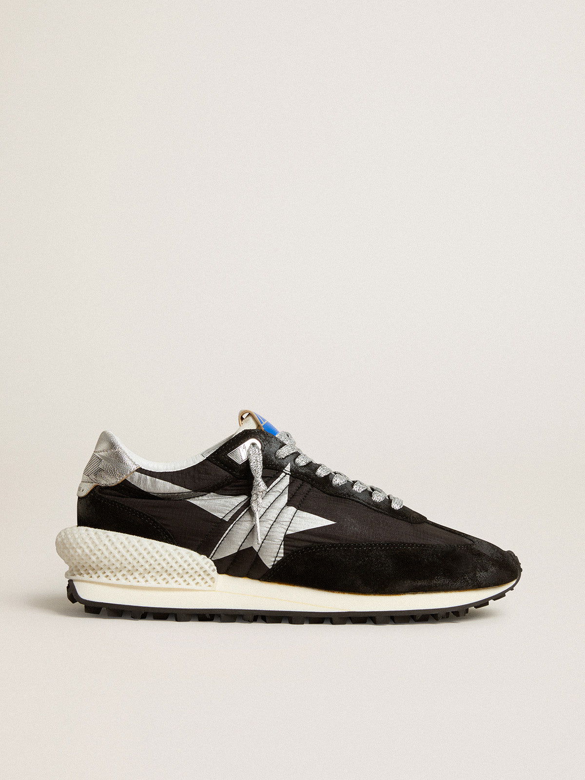 Women's Marathon with black ripstop nylon upper and silver star| Golden Goose