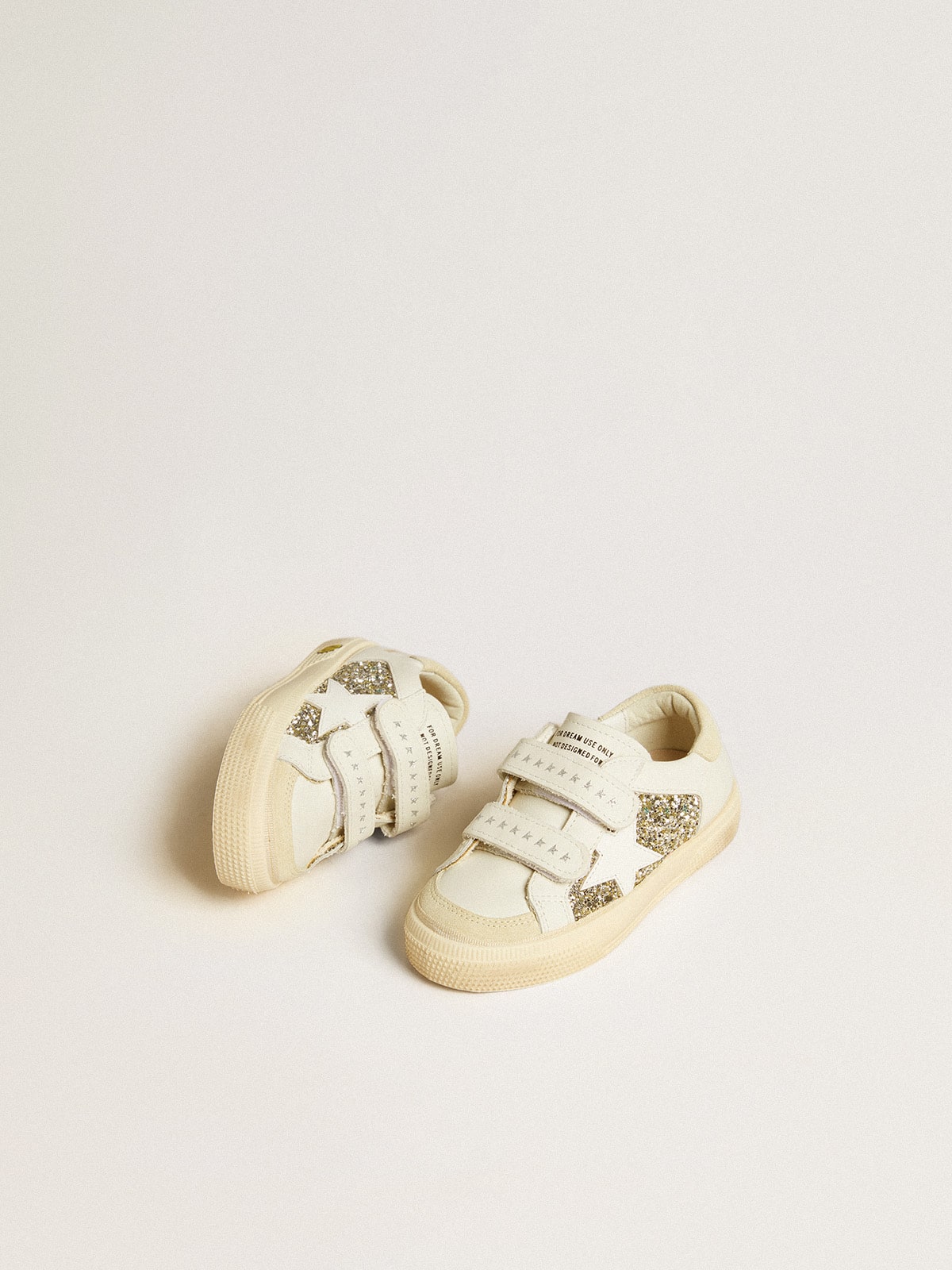 May School Young in glitter with leather star and suede heel tab| Golden Goose