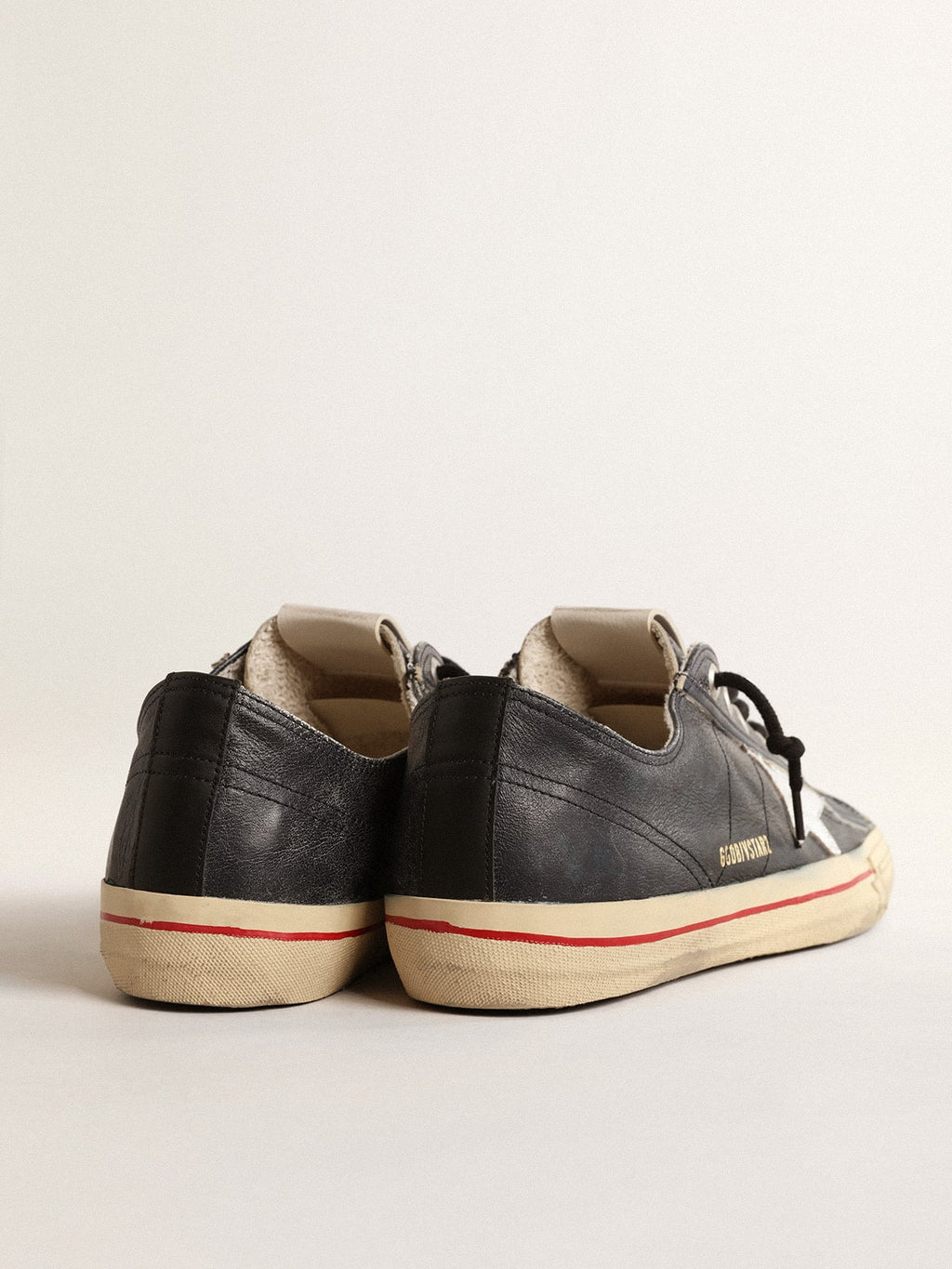 V-Star LTD in blue leather with silver metallic leather star| Golden Goose