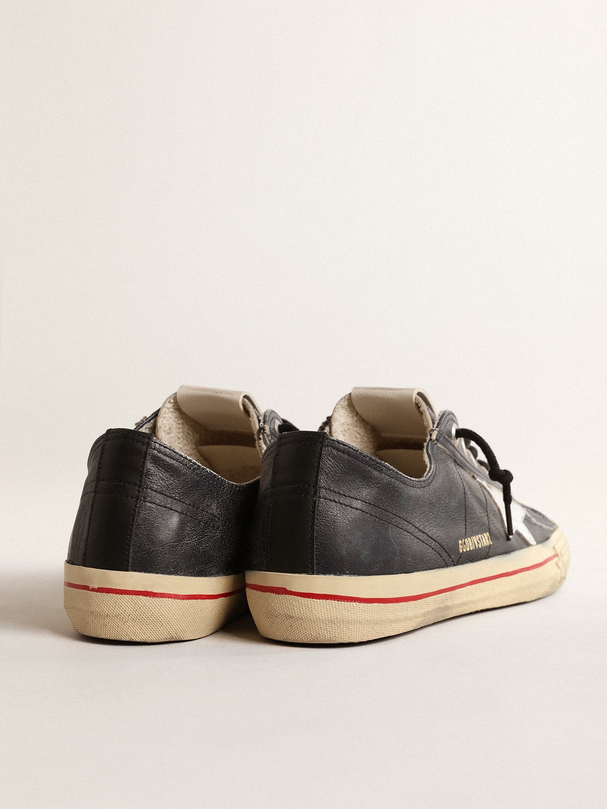 V-Star LTD in blue leather with silver metallic leather star| Golden Goose