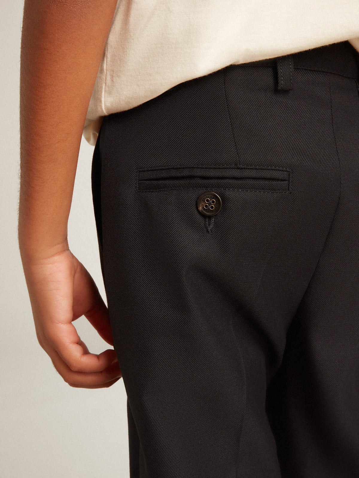 Boys' pants in dark blue wool| Golden Goose