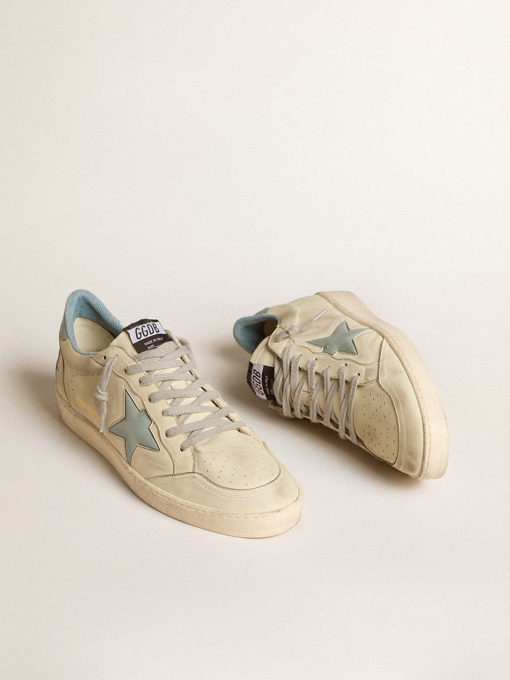 Men's Ball Star LTD with light blue plastic star and leather heel tab| Golden Goose
