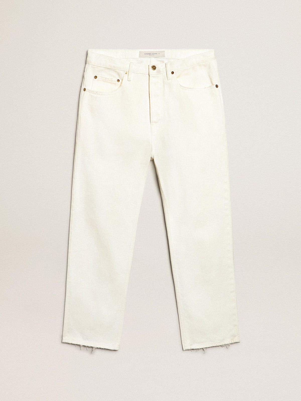 Stonewashed-effect white jeans| Golden Goose
