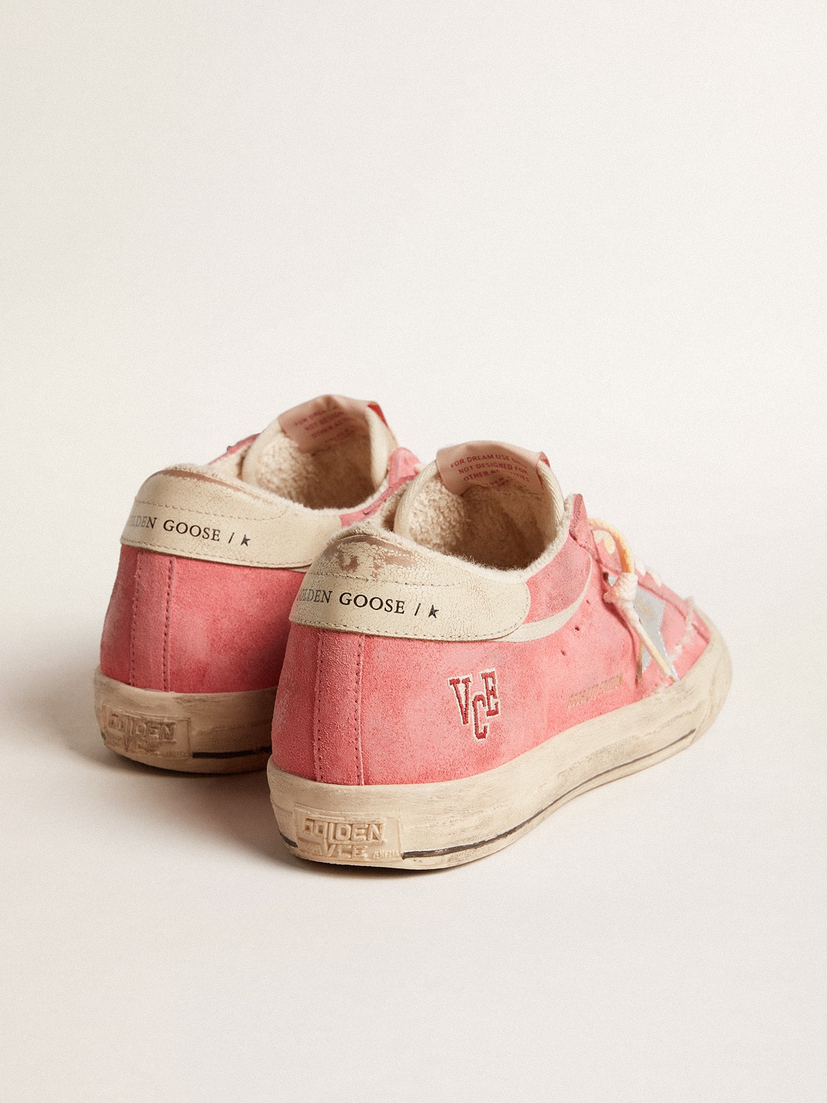 Women's Super-Star LTD in red suede with silver star and leather heel tab| Golden Goose