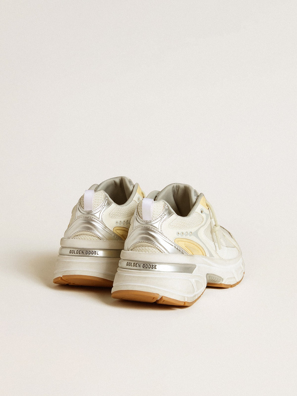 Men's Lightstar in white leather and mesh with worn-white star| Golden Goose