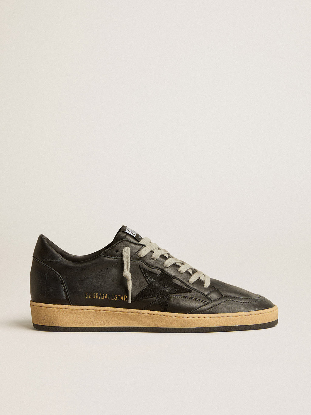 Ball Star in black nappa with suede star and black nappa heel tab| Golden Goose