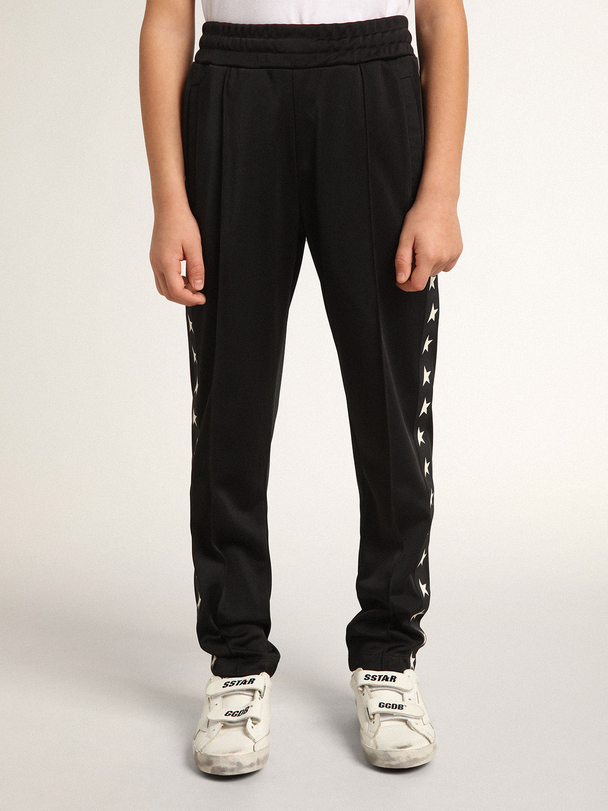 Black joggers with contrasting white stars| Golden Goose