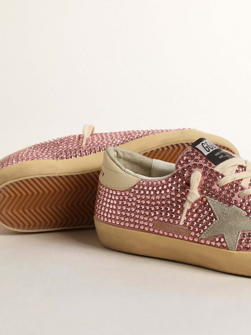 Super-Star LTD with suede star and pink Swarovski crystals| Golden Goose