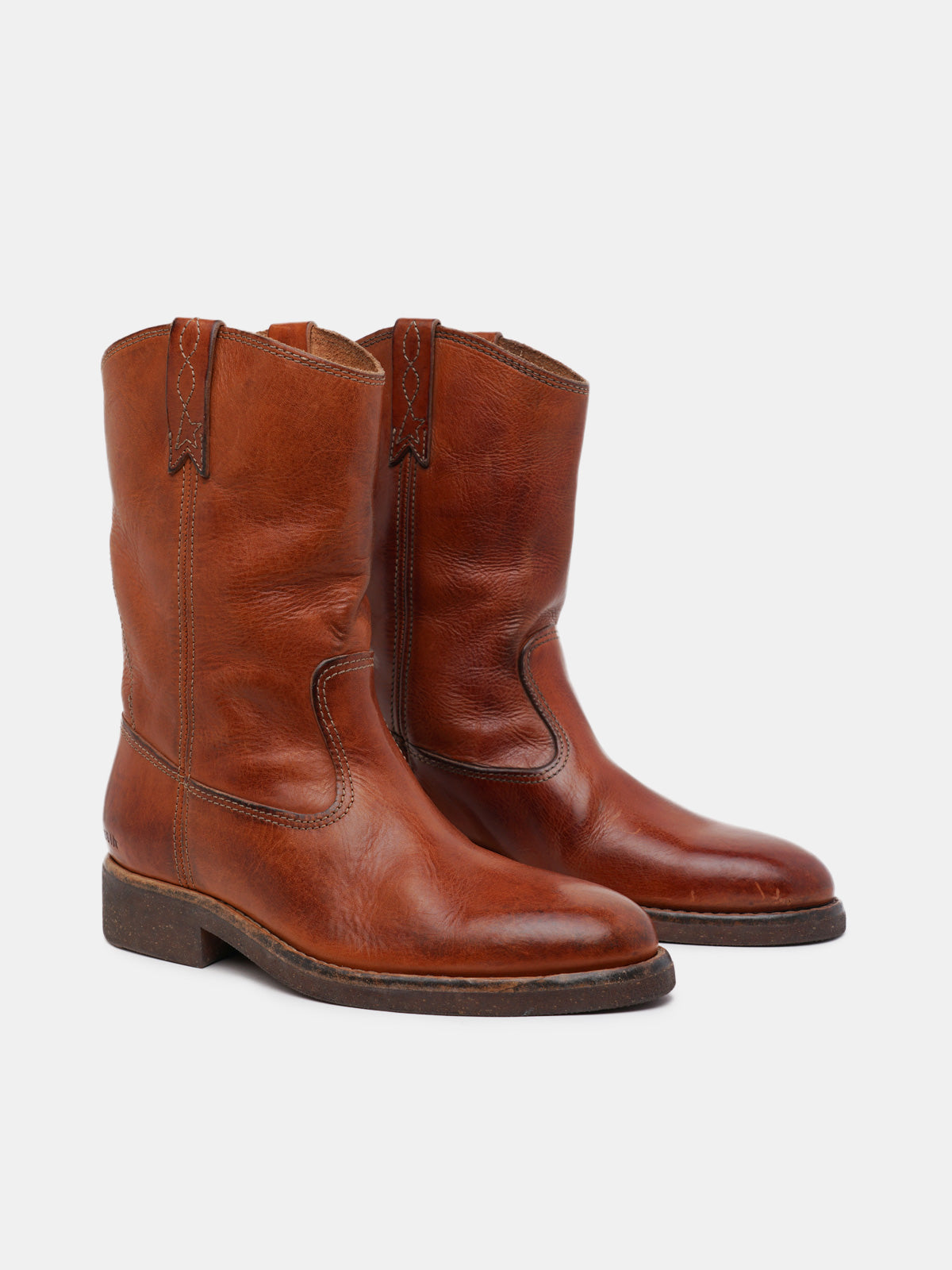 Biker boots in tan-colored leather| Golden Goose