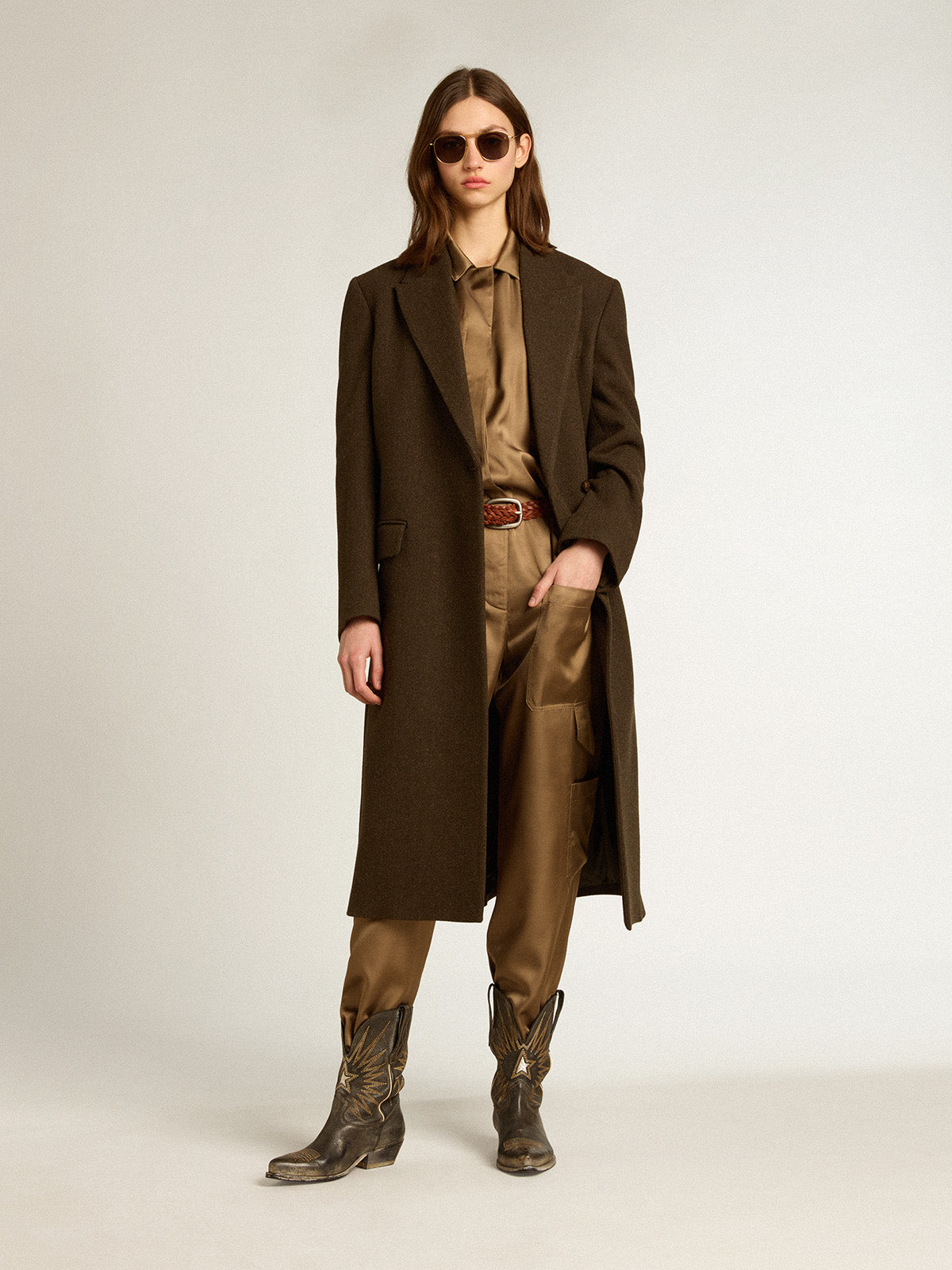 Mocha-beige viscose jumpsuit| Golden Goose