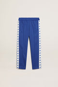 Bright blue joggers with white strip and contrasting bright blue stars| Golden Goose