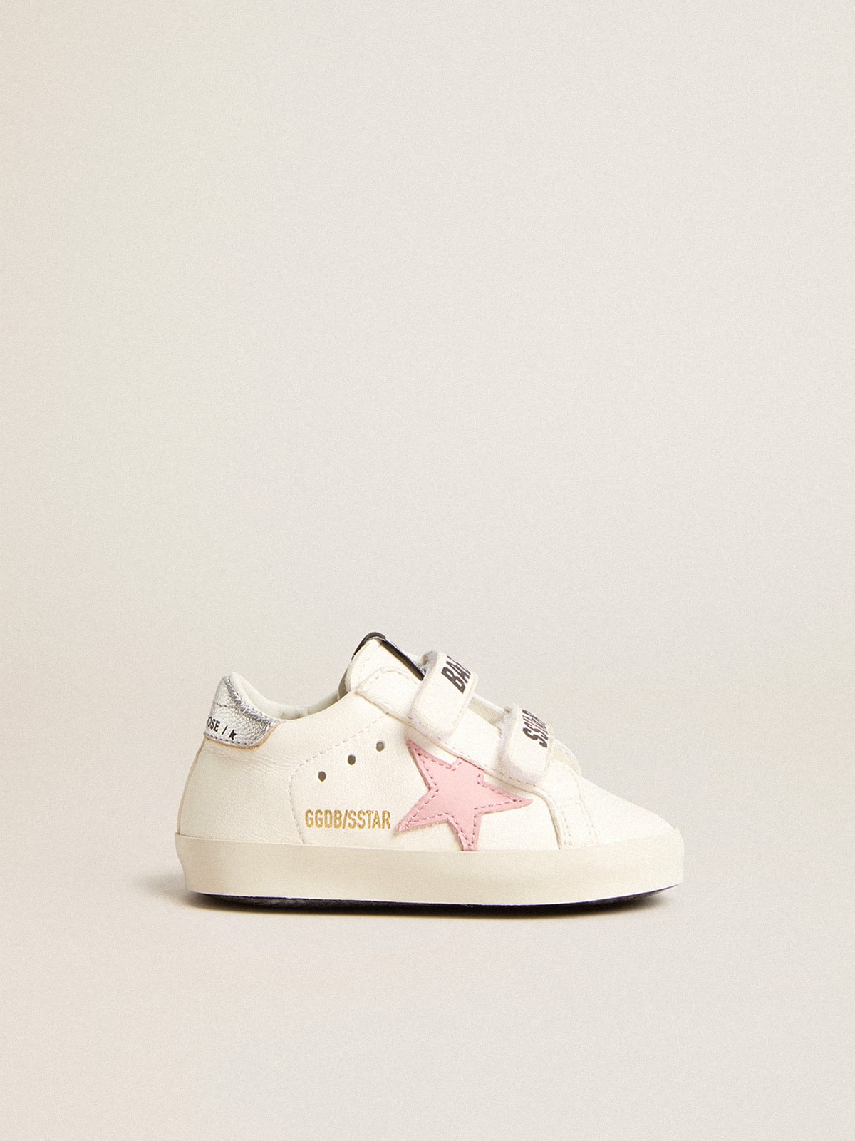 Baby Old School with pink leather star and silver leather heel tab| Golden Goose