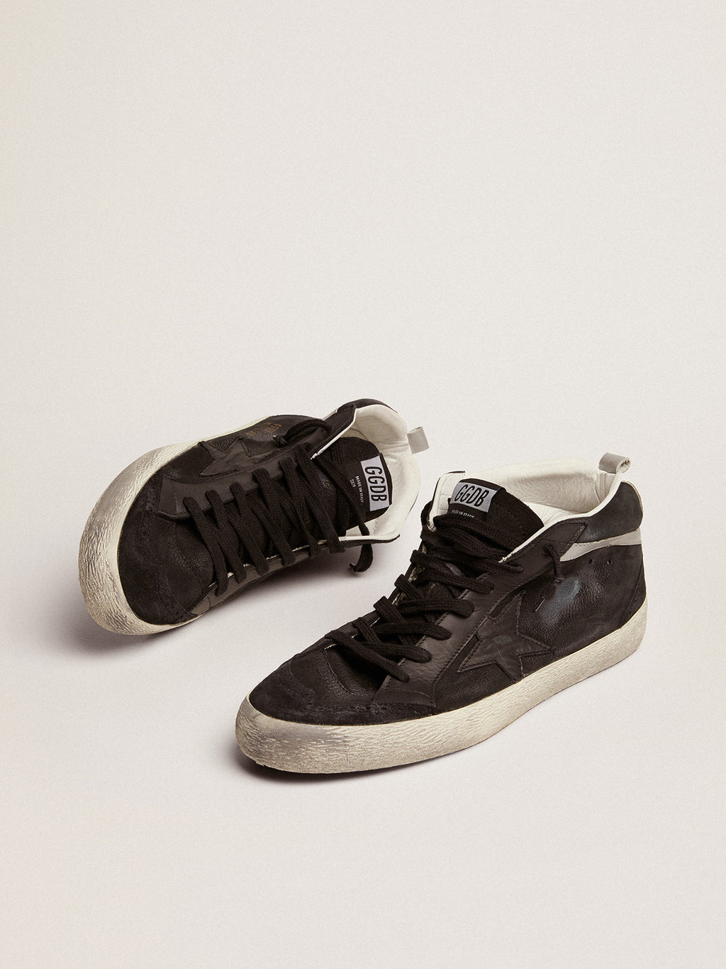 Men's Mid Star in nubuck with black leather star and silver flash| Golden Goose