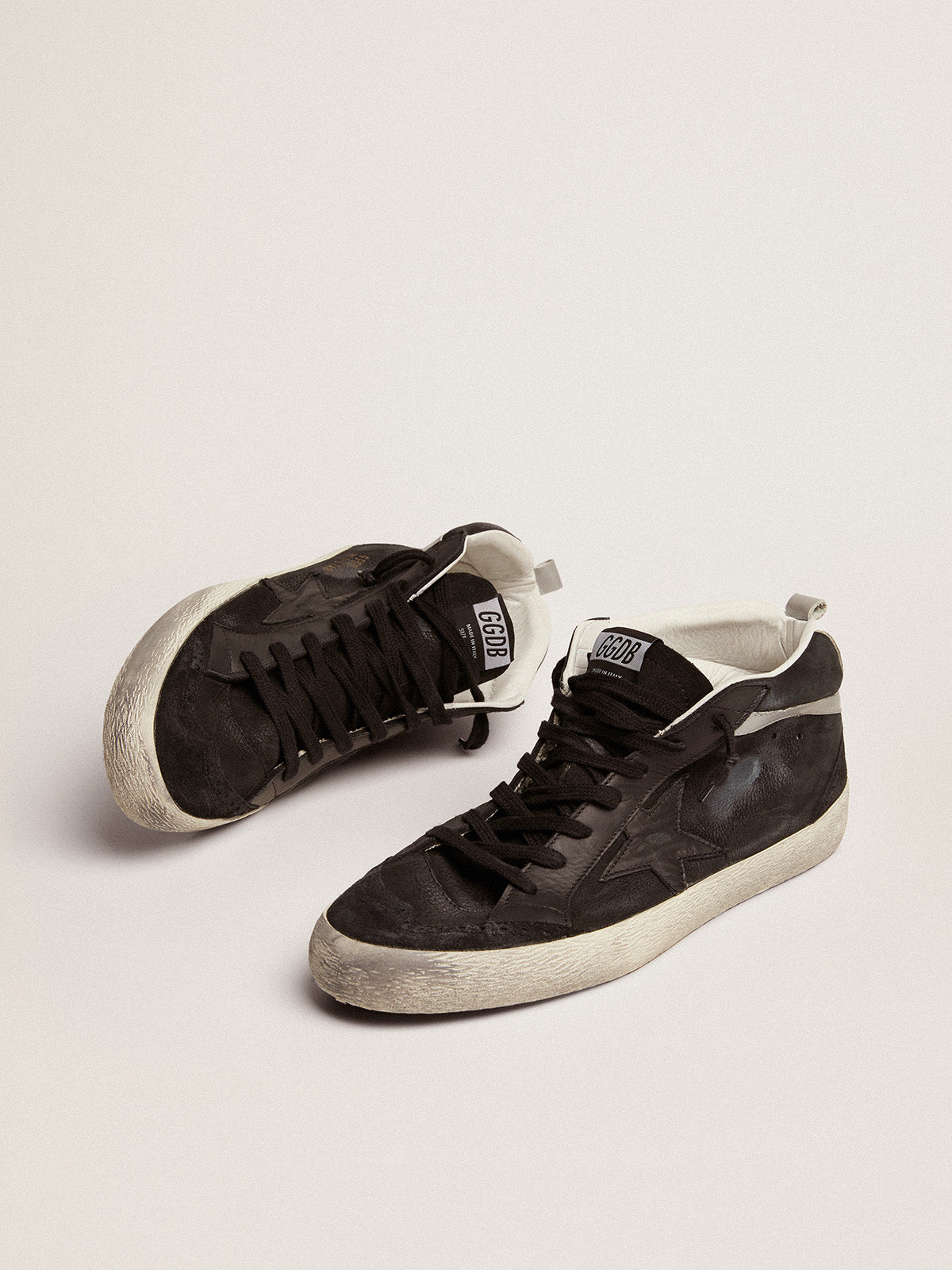Men's Mid Star in nubuck with black leather star and silver flash| Golden Goose